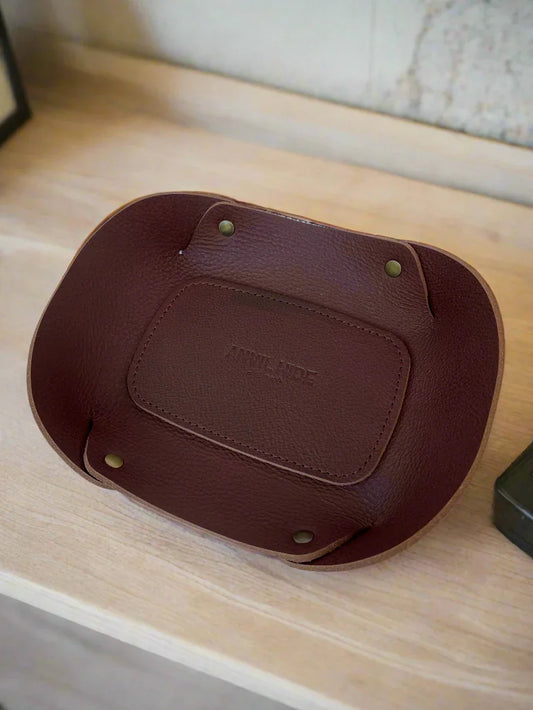 Leather valet tray
