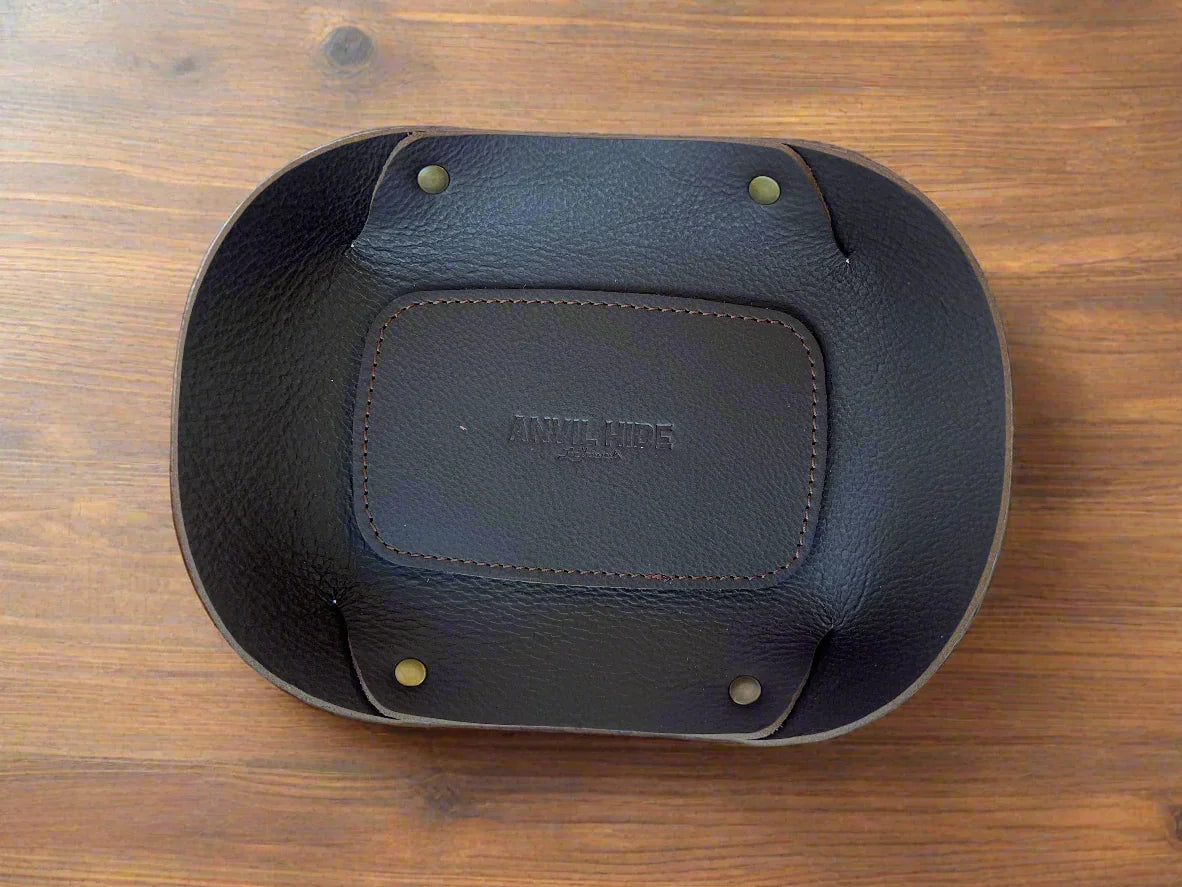Leather valet tray