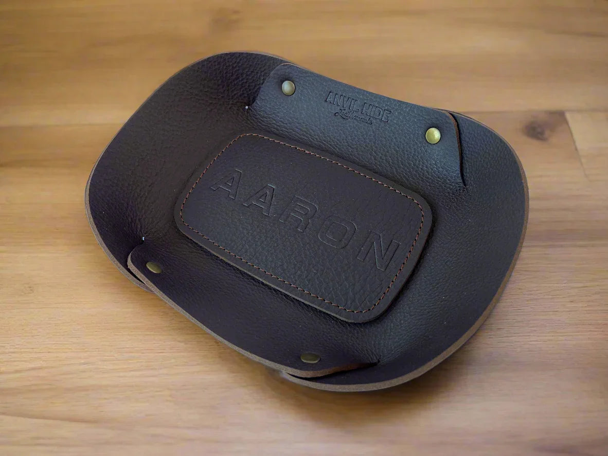Leather valet tray